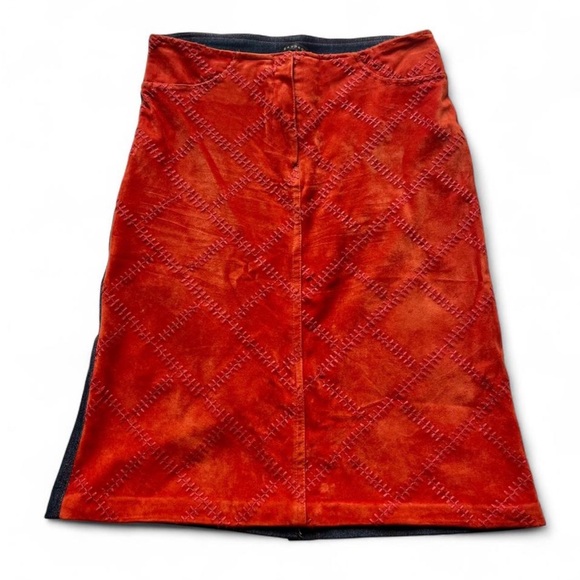 Vintage Sandro Skirt blue denim and orange suede with pink stitching fits size s - Picture 1 of 5